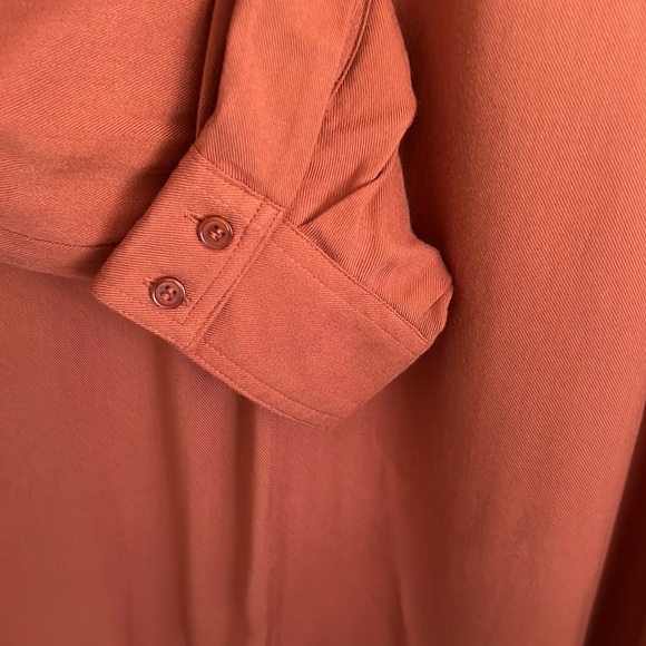 Soft Surroundings Large High Low Faux Pocket Button Up Rust Color - Picture 6 of 6